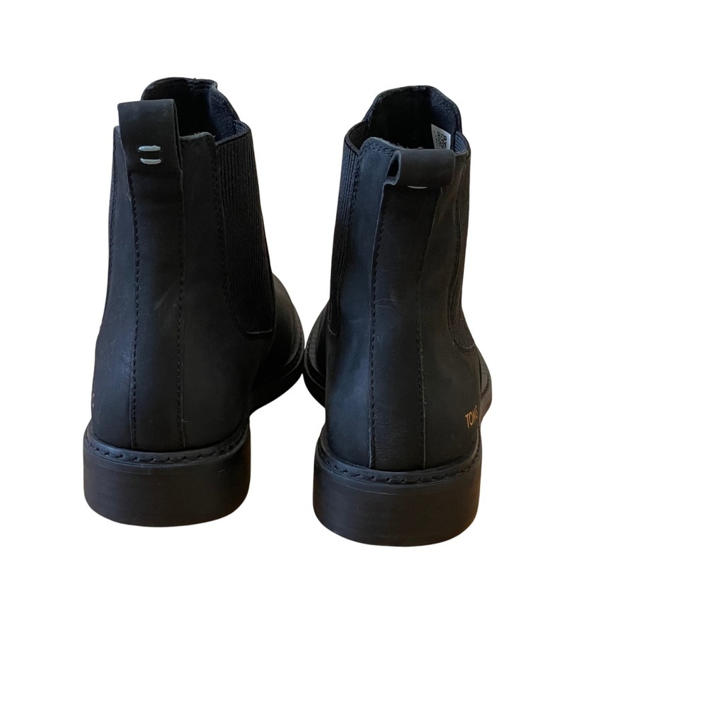 TOMS Charlie Black Leather Chelsea  Boots Comfortable‎ Classic Style Size 6 - Picture 4 of 12